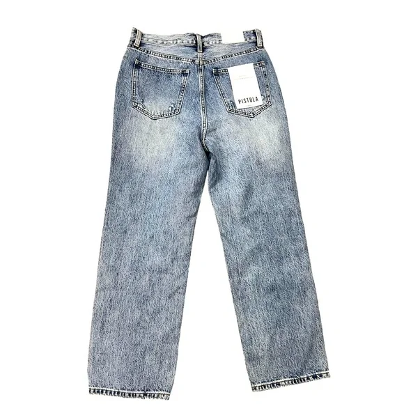 Pistola Cassie Super High Rise Straight Crop Jeans in Blossom Distressed - Picture 5 of 7
